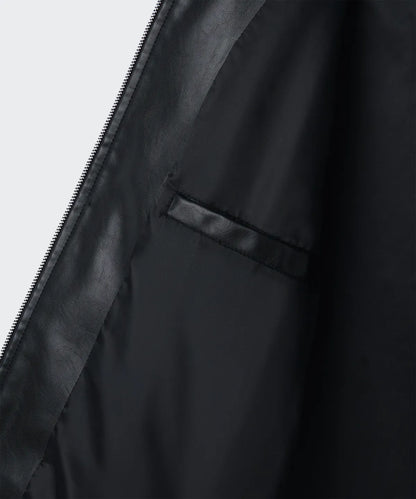 [Lee Do-hyun Pick] 25FW MS Faded Synthetic Leather Drizzler Jacket - Black