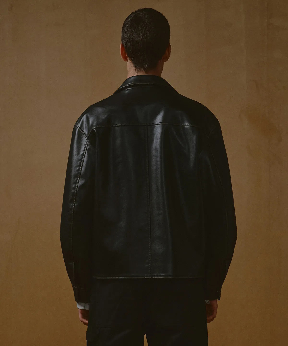 [Lee Do-hyun Pick] 25FW MS Faded Synthetic Leather Drizzler Jacket - Black