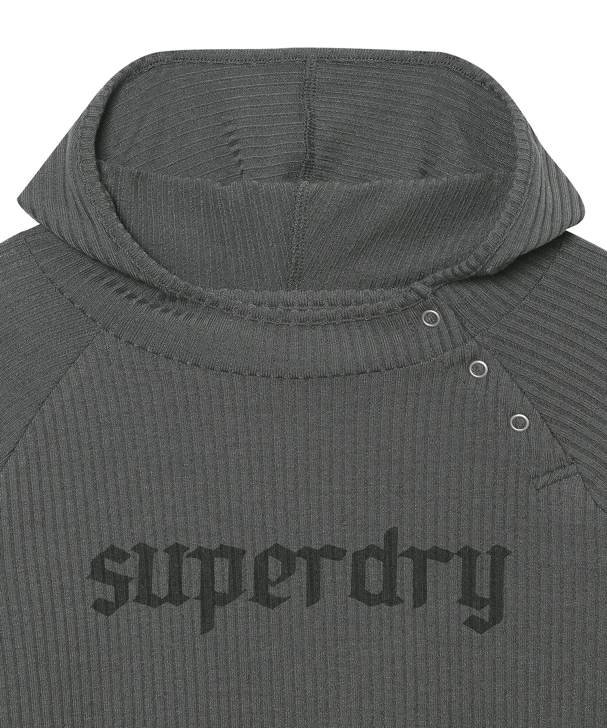 [Illit Yunah Worn] Superdry W Hooded Rib Knit Slip Zip-up Dark Gray