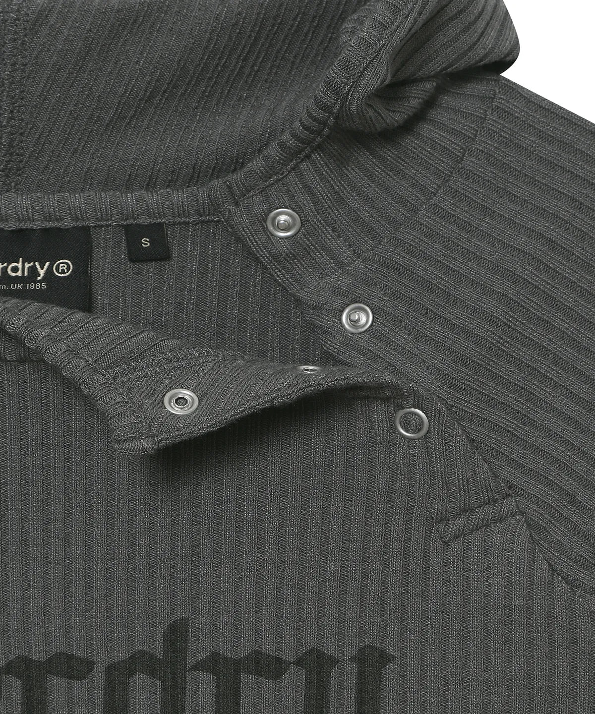 [Illit Yunah Worn] Superdry W Hooded Rib Knit Slip Zip-up Dark Gray