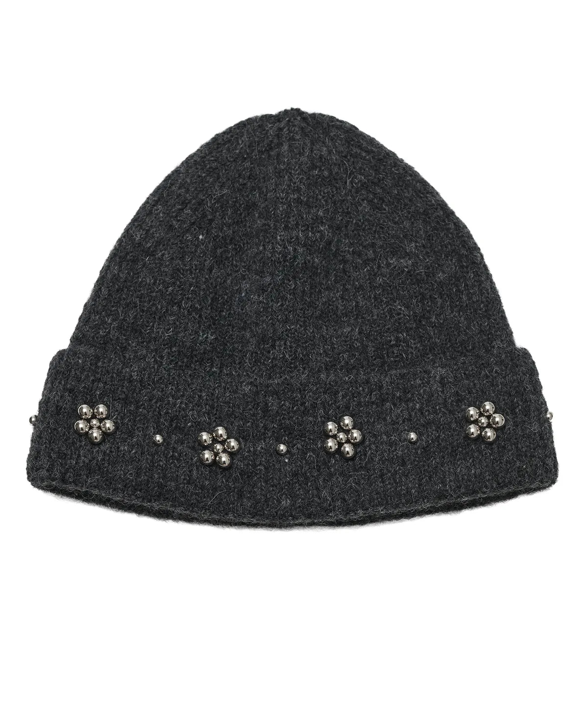 [Illit Iroha Worn] TYPE SERVICE Beaded Petal Beanie Gray