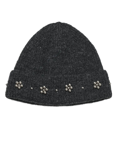 [Illit Iroha Worn] TYPE SERVICE Beaded Petal Beanie Gray
