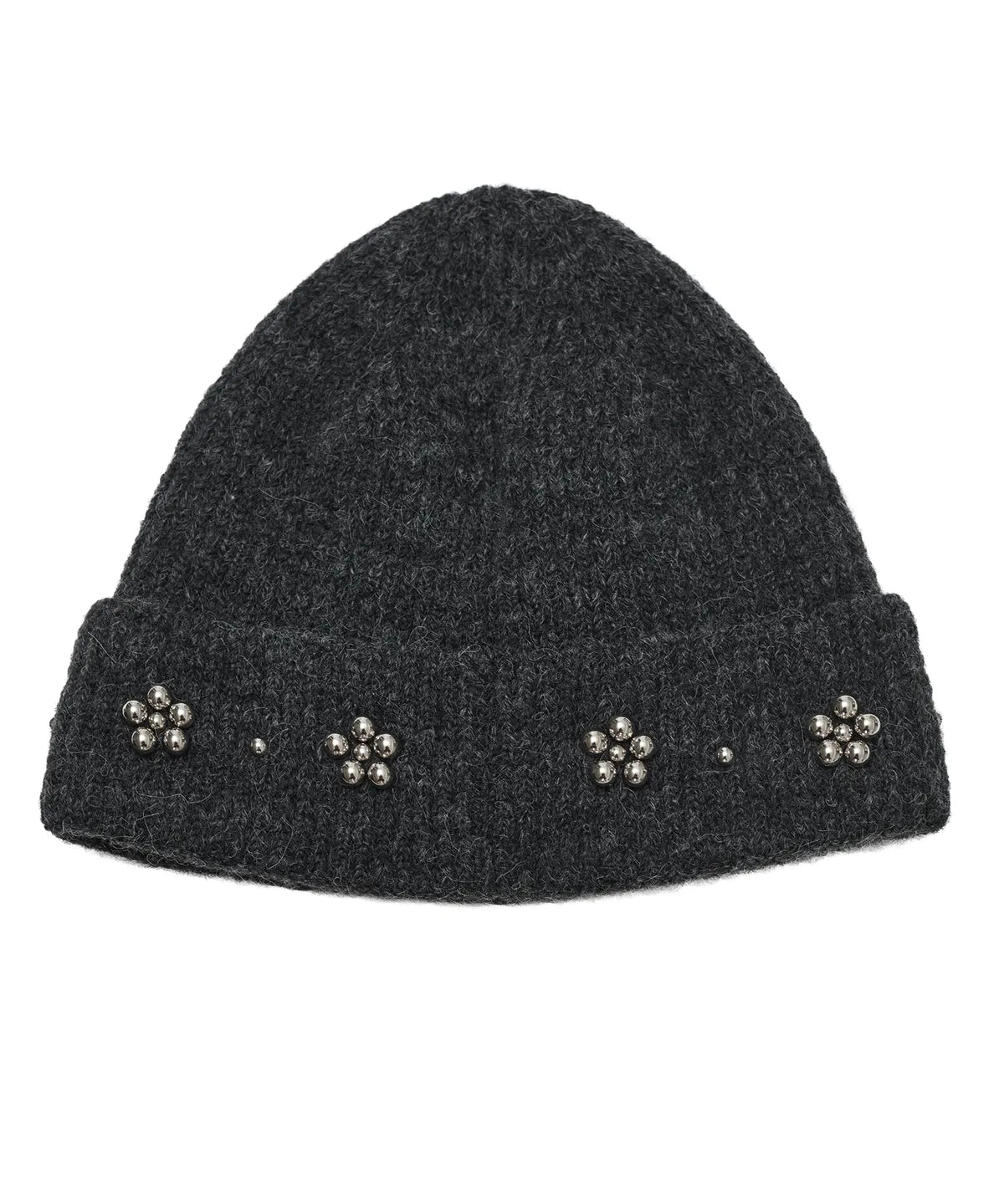 [Illit Iroha Worn] TYPE SERVICE Beaded Petal Beanie Gray