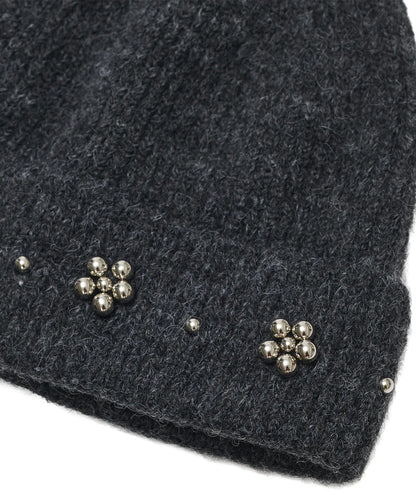[Illit Iroha Worn] TYPE SERVICE Beaded Petal Beanie Gray
