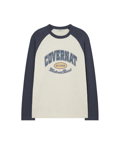 [TXT Soobin Worn Inner] Covernat Raglan Arch Logo Long Sleeve Navy