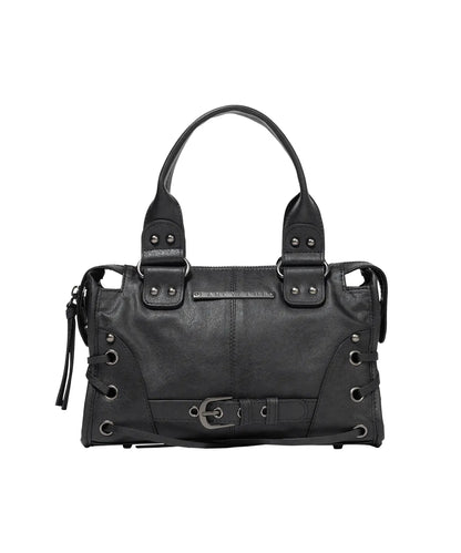 FANCY CLUB Belted Washed Leather Mini Bag