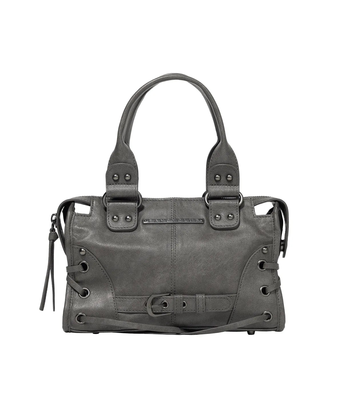 FANCY CLUB Belted Washed Leather Mini Bag