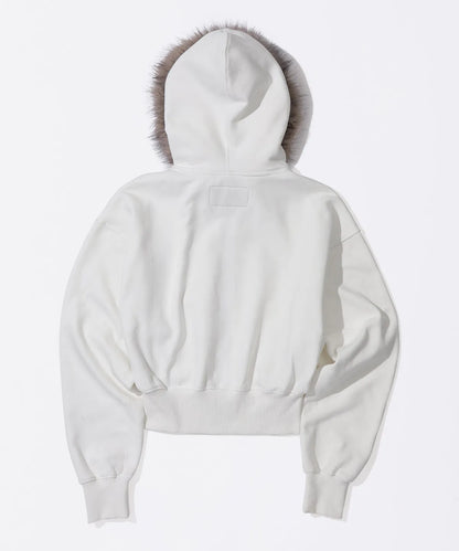 [Itzy Yeji Won] Sculptor Faux Fur Trimming Hooded Zip-Up White