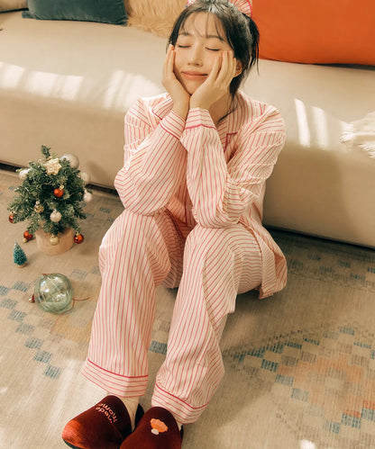 Nmixx Haewon X Dossy Silk-Fit Lovesome Long-Sleeve Couple Pajama Set (Pink)