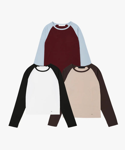 [Kiss Of Life Natty] Plac Women Split Line Long Sleeve T-Shirt