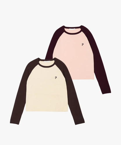 [Kiss Of Life Julie] Plac Women Slim Raglan Logo Knit Top