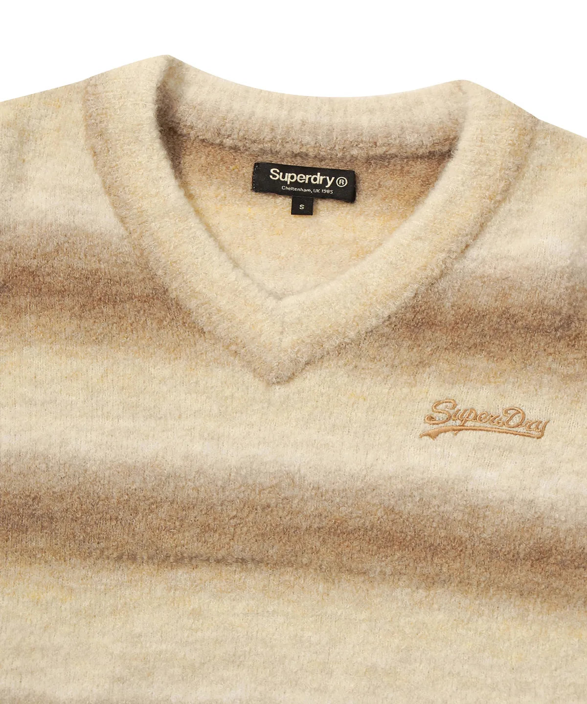 [Illit Moka Worn] Superdry W Crop Gradation  V-Neck Knit Dark Beige