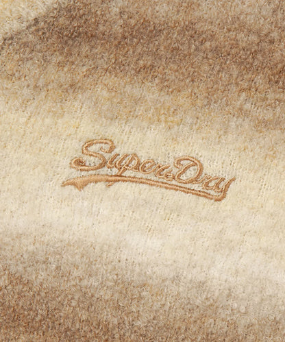 [Illit Moka Worn] Superdry W Crop Gradation  V-Neck Knit Dark Beige