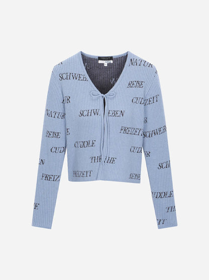 [Kiiikiii X Thursday Island] Typo Full-Panel Jacquard Golji Cardigan Blue