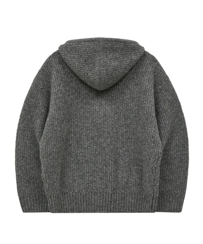 [Izna Mai Worn] Wai kei Big Star Check Applique Hooded Knit