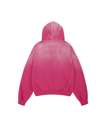 [Hearts2Hearts Stella Worn]Grailz Over Graphic Vintage Zip Hoodie - Pink