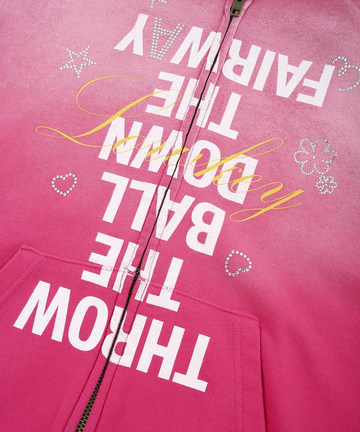 [Hearts2Hearts Stella Worn]Grailz Over Graphic Vintage Zip Hoodie - Pink