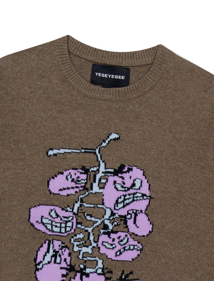 [Ateez San Worn] YESEYESEE Cherry Tomatoes Graphic Knit Pullover