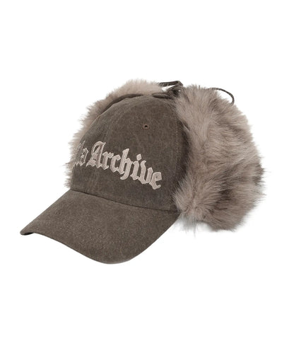 Gila Archive Brown Faux Fur Logo Earflap Cap