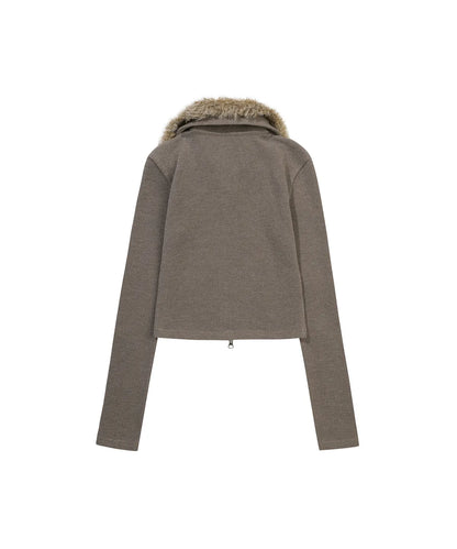 Gila Archive Fur Collar Graphic Knit Zip-Up