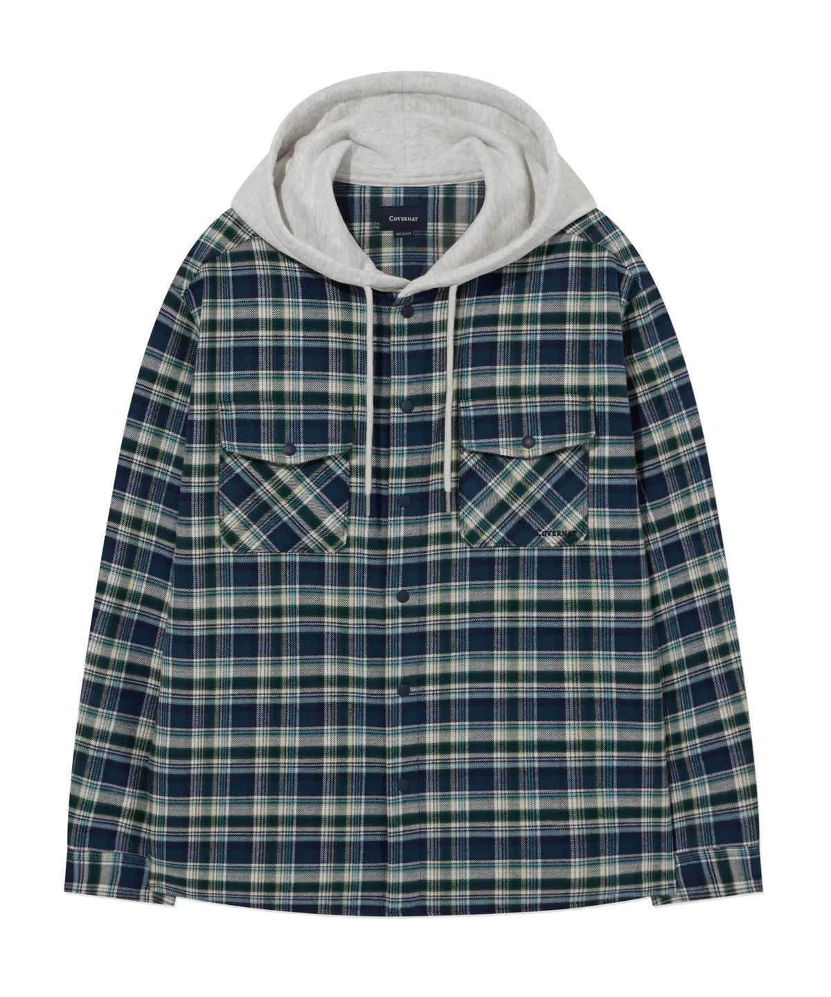 [TXT Soobin Worn] Covernat Overfit Hoodie Check Shirt Dark Blue