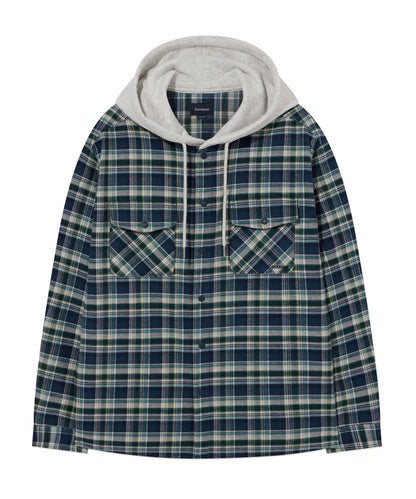 [TXT Soobin Worn] Covernat Overfit Hoodie Check Shirt Dark Blue