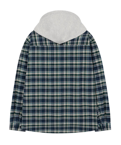 [TXT Soobin Worn] Covernat Overfit Hoodie Check Shirt Dark Blue