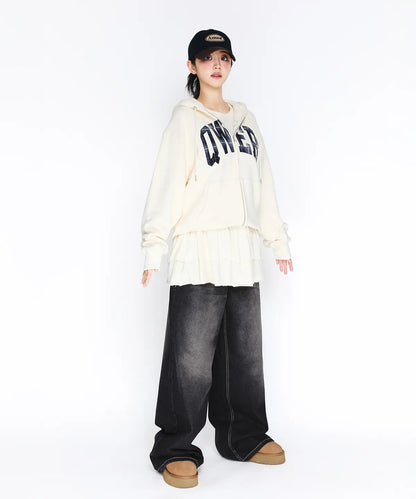 [Qwer X Ames ] 25FW QWER Basic Applique Hoodie Zip-Up