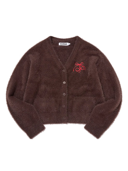 [Taeyeon Worn] Kirsh Ribbon Cherry Loose-Fit Hairy Cardigan