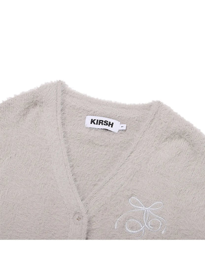 [Taeyeon Worn] Kirsh Ribbon Cherry Loose-Fit Hairy Cardigan