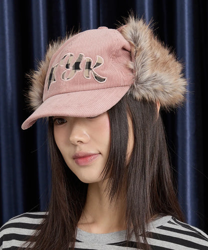 [Straykids Han Worn] Wai Kei Corduroy check Applique Trooper Cap