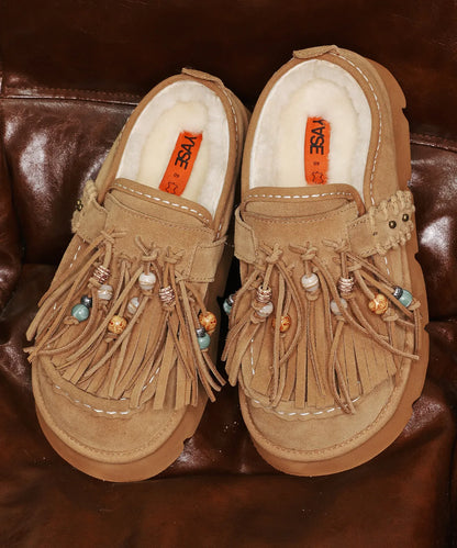 [BTS Suga Worn] Songi Songi × Yase Native Tassel Natural Wool Clog