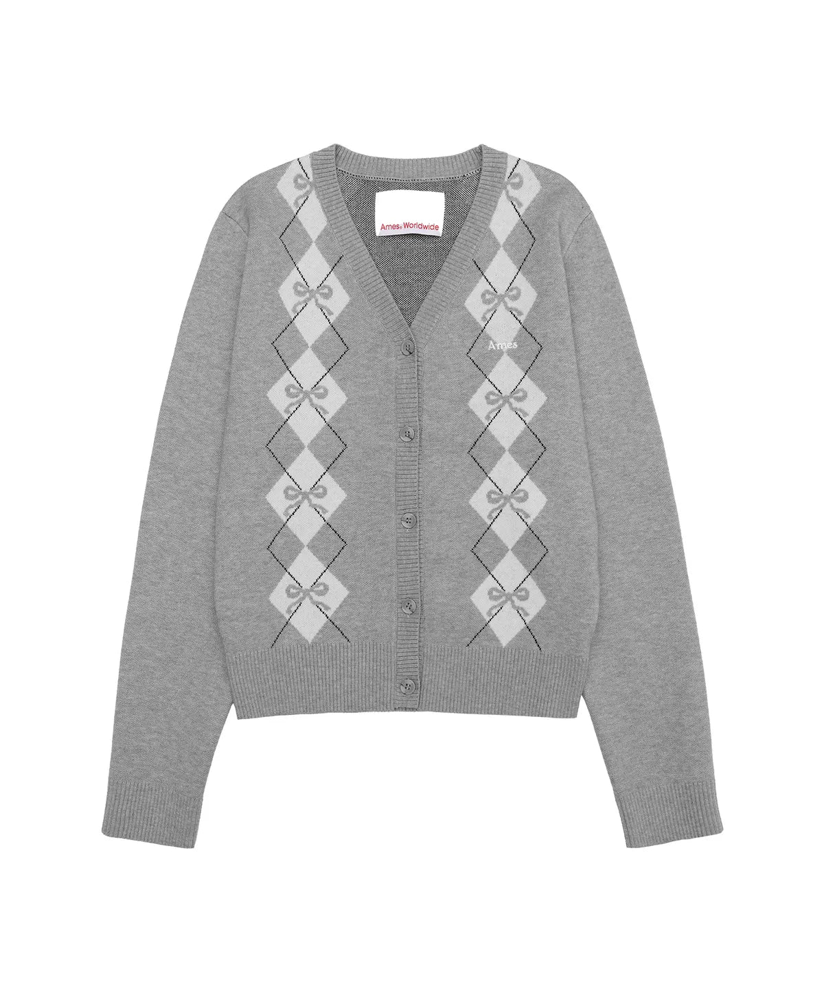 [Qwer Pick] 25FW Ames Crop V Neck Argyle Cardigan