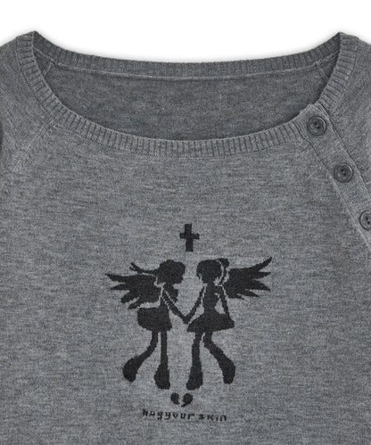 HUG YOUR SKIN Fallen Angel Button Knit Top