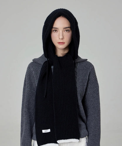 [B.I Worn] Varzar Logo Label Hood Muffler