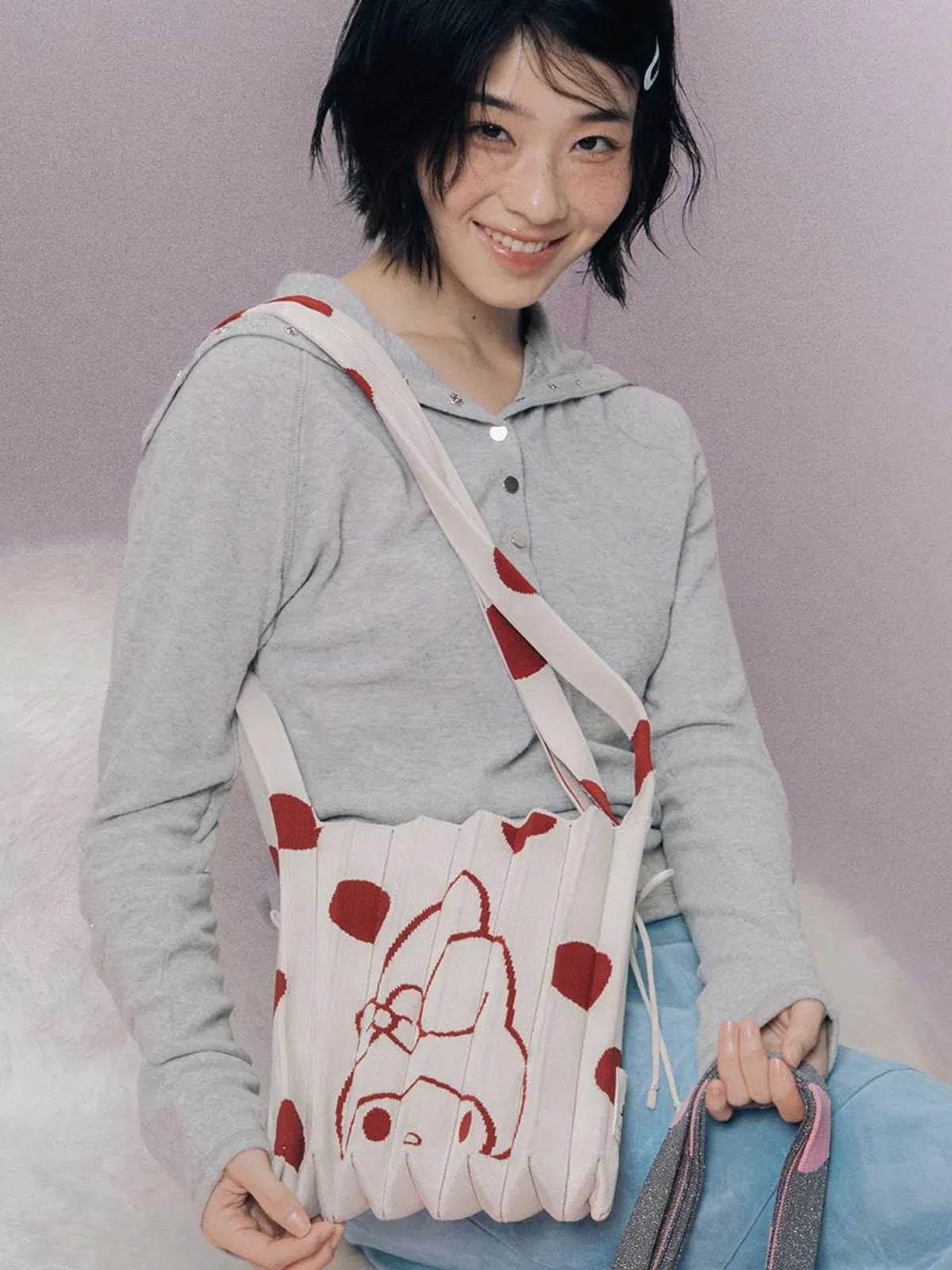 JOSEPH&STACEY X  Sanrio Lucky Pleats Knit Crossbody M Dot My Melody