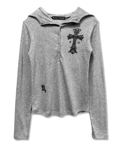 DAMISH Warm Cross Cozy Snap Hoodie