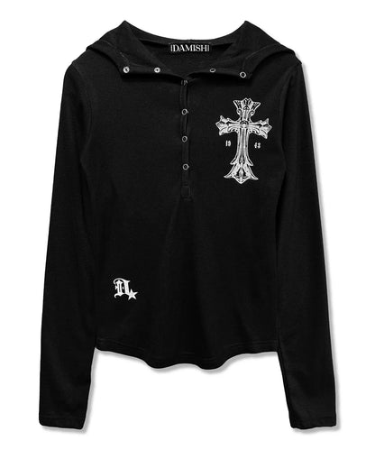 DAMISH Warm Cross Cozy Snap Hoodie