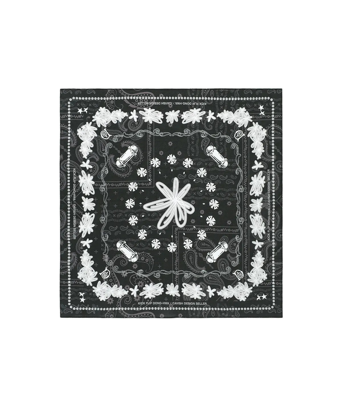 CAVISH × KickFlip Donghwa Flower Drawing Bandana Black