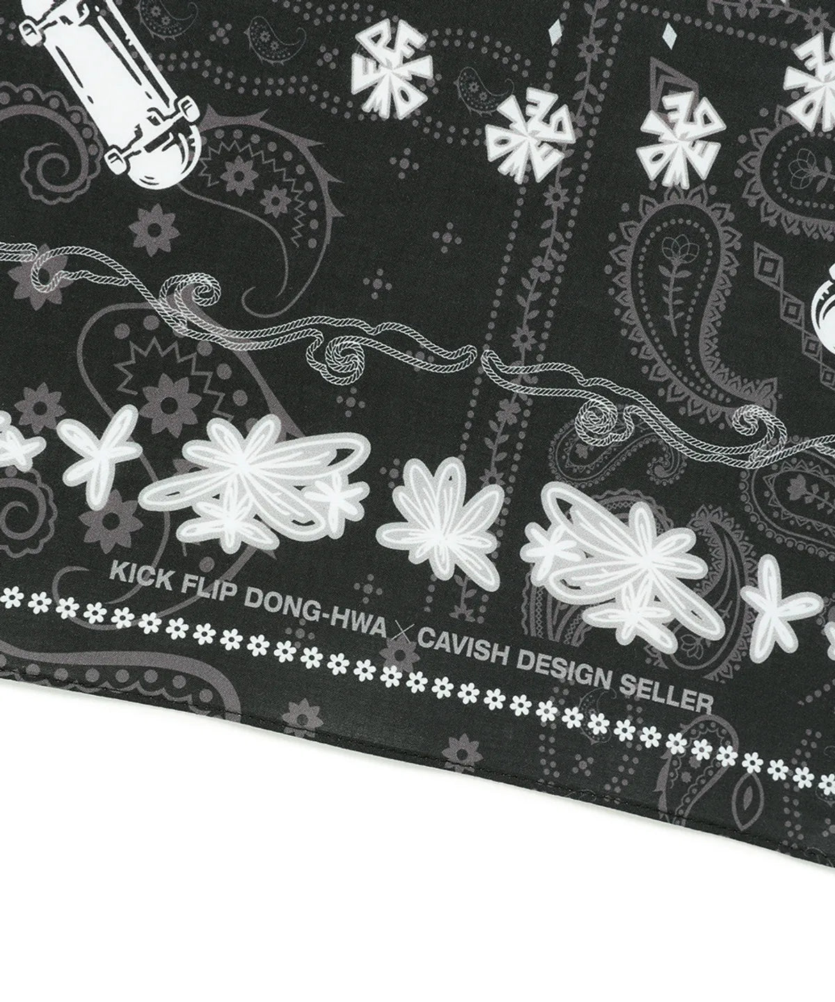 CAVISH × KickFlip Donghwa Flower Drawing Bandana Black