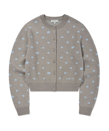 [Aespa Giselle Worn] 26SS Women's Lily Dot Round Neck Cardigan Gray