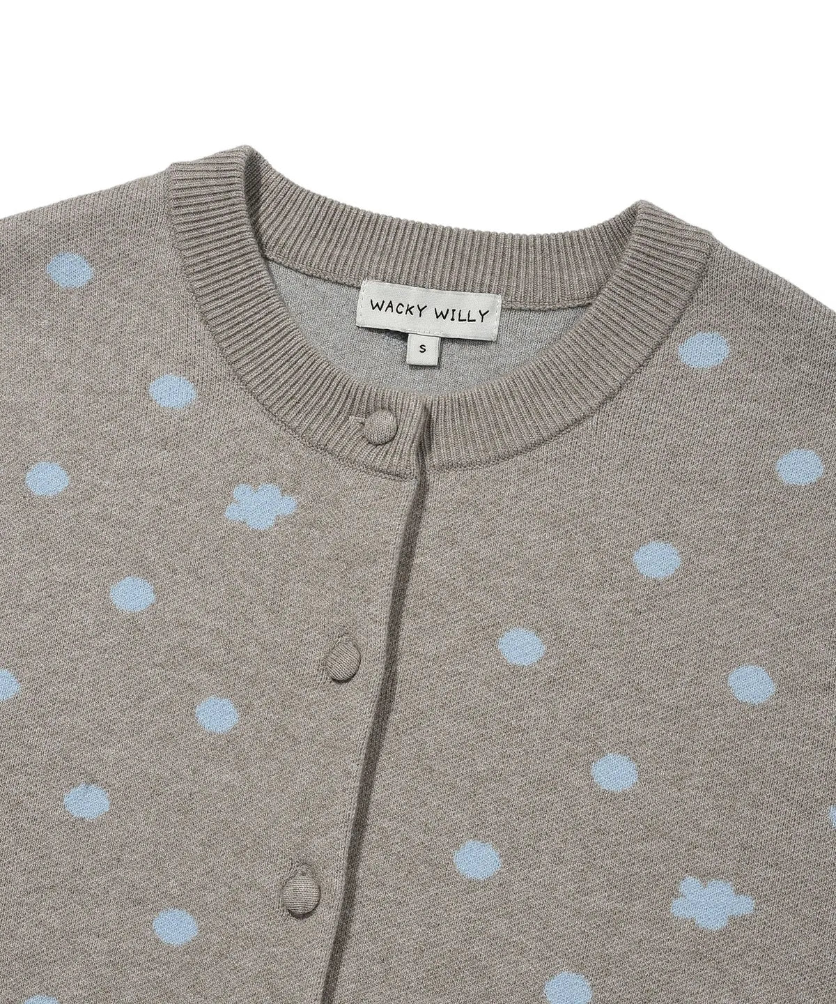 [Aespa Giselle Worn] 26SS Women's Lily Dot Round Neck Cardigan Gray