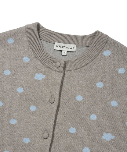 [Aespa Giselle Worn] 26SS Women's Lily Dot Round Neck Cardigan Gray