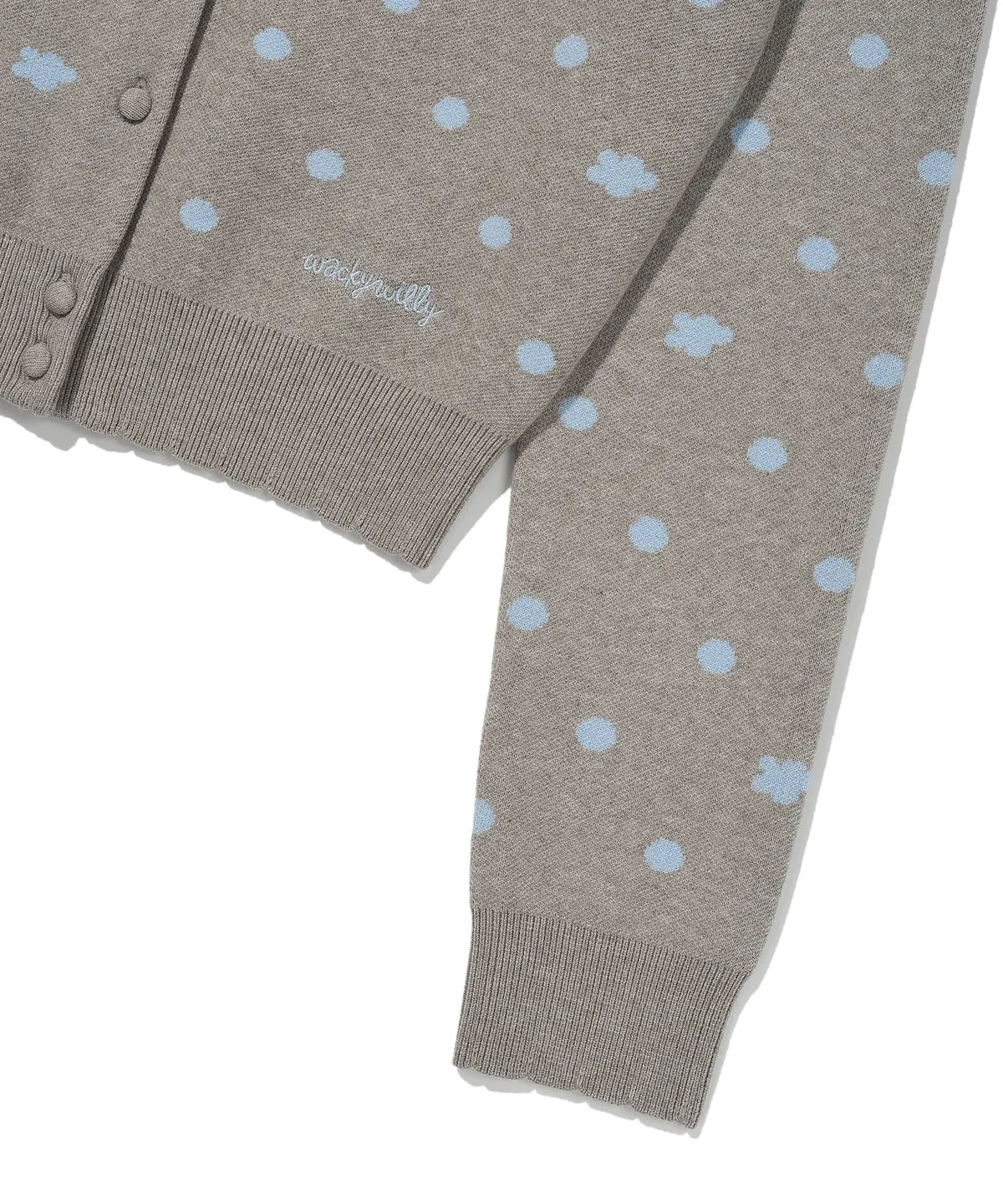 [Aespa Giselle Worn] 26SS Women's Lily Dot Round Neck Cardigan Gray
