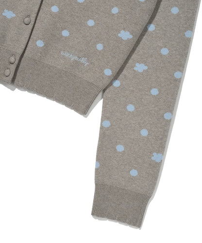 [Aespa Giselle Worn] 26SS Women's Lily Dot Round Neck Cardigan Gray