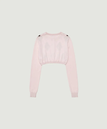 [Twice Nayeon Worn] Grove Veni Argyle Crop Cardigan