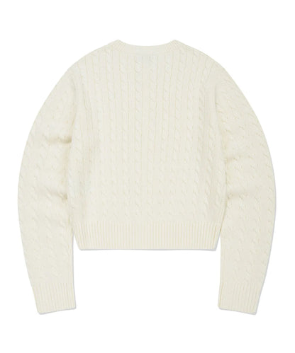 [Aespa Giselle Worn] 26SS Wacky Willy  Women's Cable Round Neck Cardigan