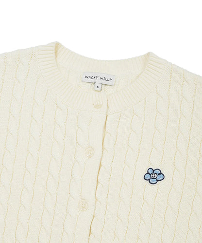 [Aespa Giselle Worn] 26SS Wacky Willy  Women's Cable Round Neck Cardigan