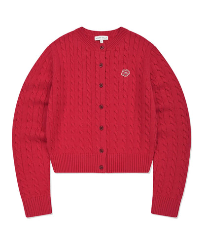 [Aespa Giselle Worn] 26SS Wacky Willy  Women's Cable Round Neck Cardigan