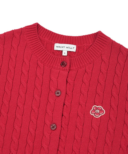 [Aespa Giselle Worn] 26SS Wacky Willy  Women's Cable Round Neck Cardigan